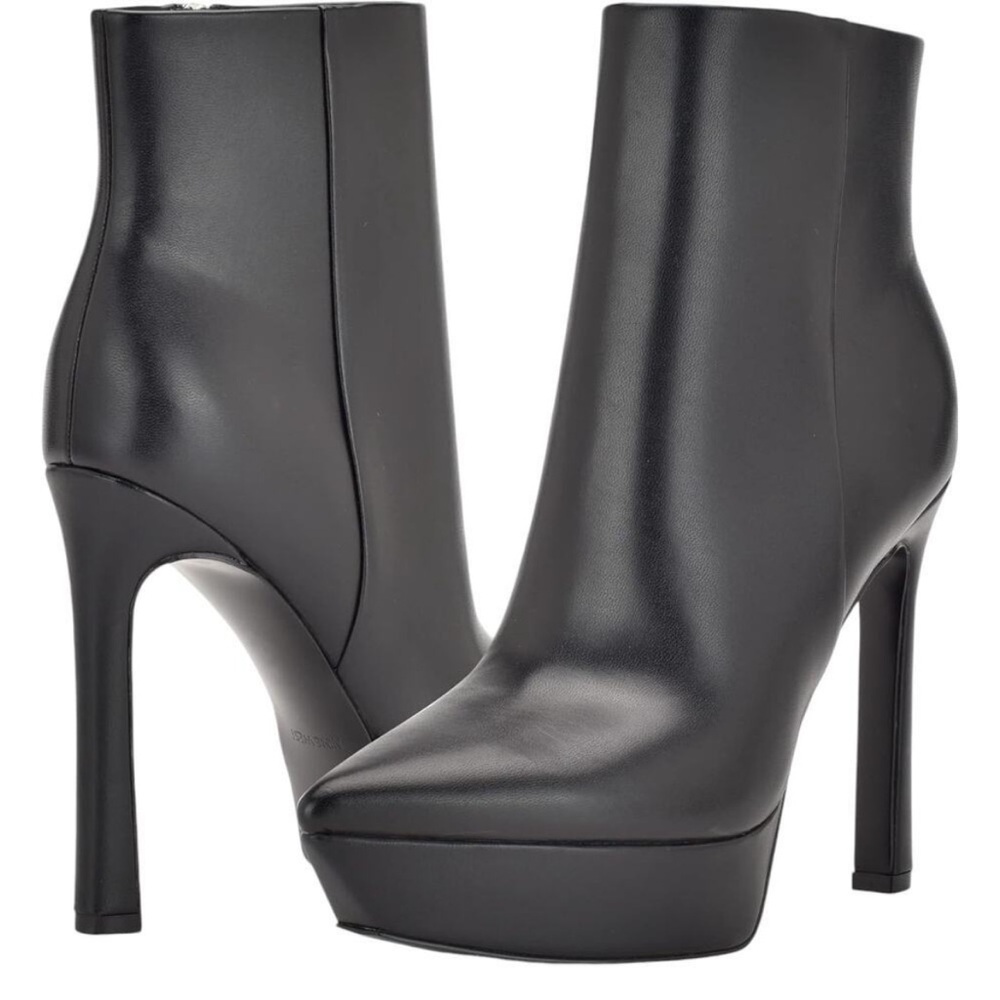 New Nine West Black Loraa Boots with High Stiletto Heel and Platform